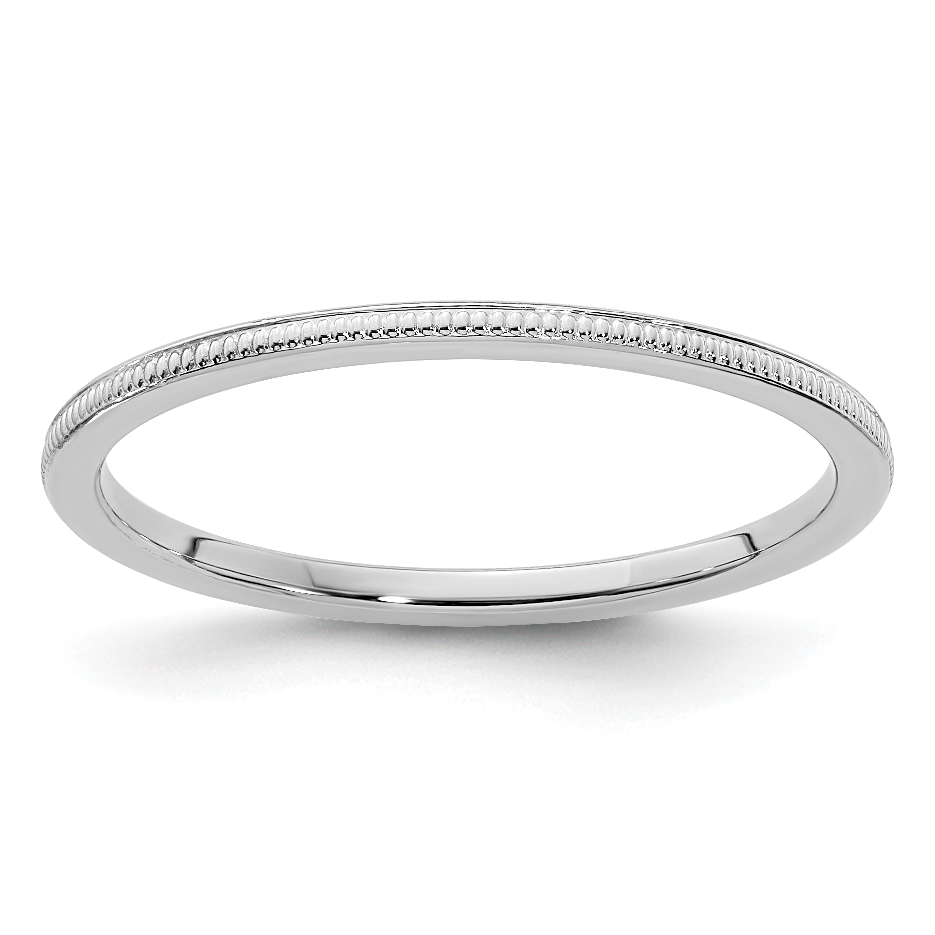 10K White Gold 1.2mm Milgrain Stackable Band Size 6 (1STK19-120W-6)