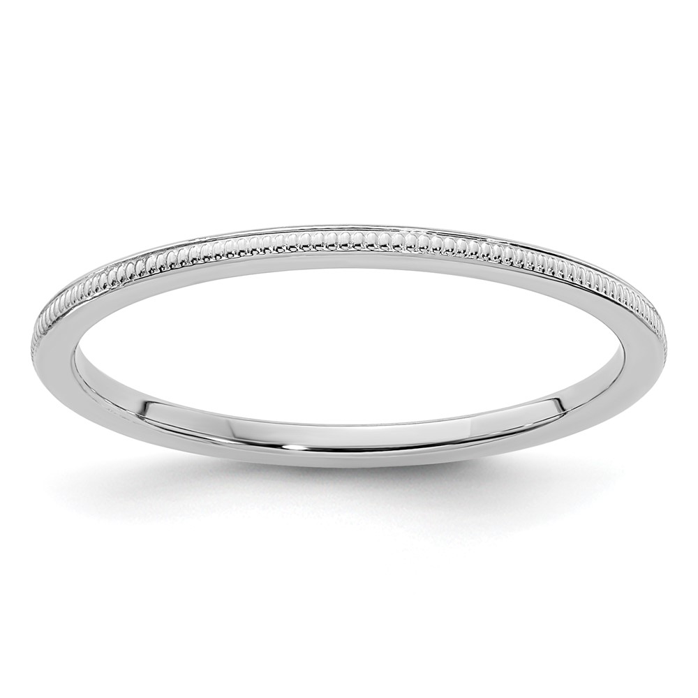 10K White Gold 1.2mm Milgrain Stackable Band Size 6 (1STK19-120W-6)