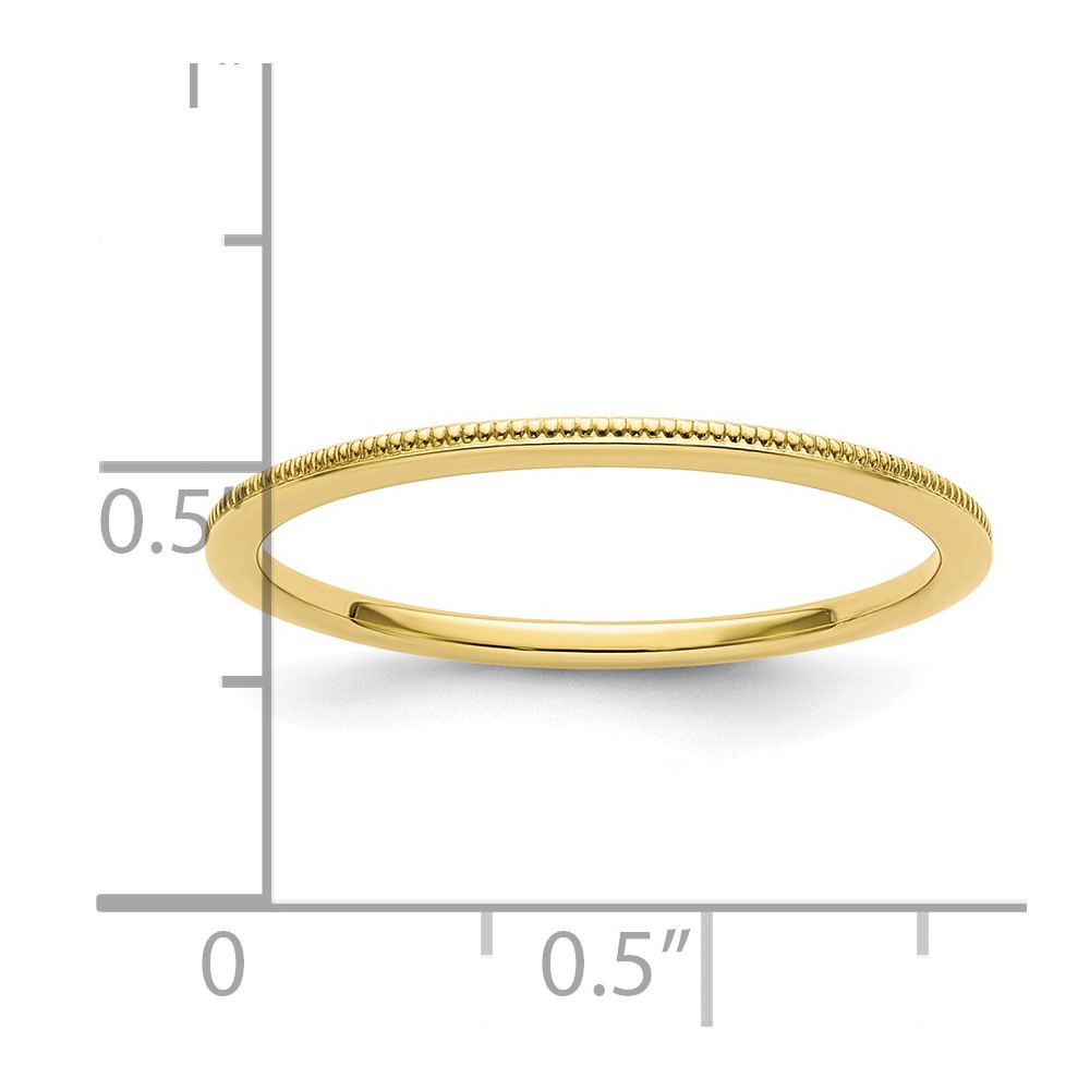 10K Yellow Gold 1.2mm Milgrain Stackable Band Size 7.5 (1STK19-120Y-7.5)