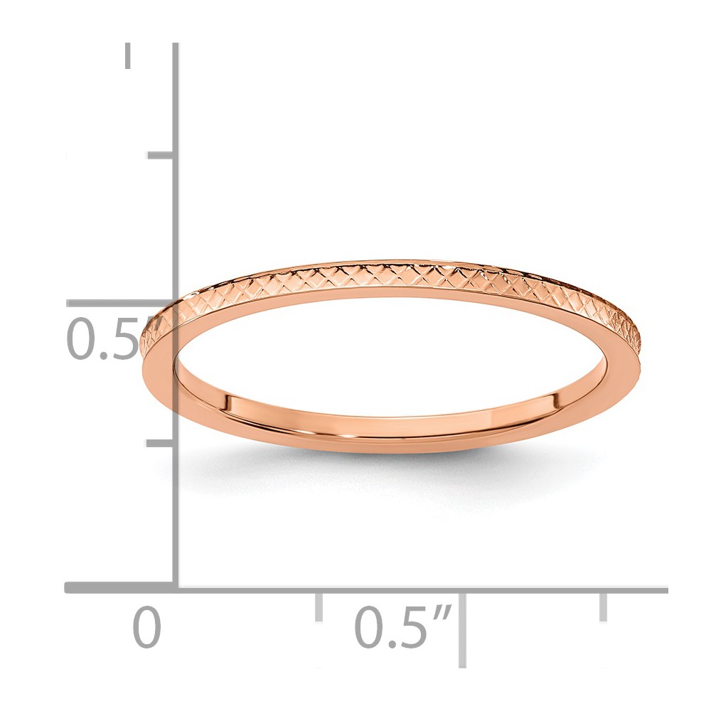 10K Rose Gold 1.2mm Criss-Cross Pattern Stackable Band Size 5 (1STK20-120R-5)