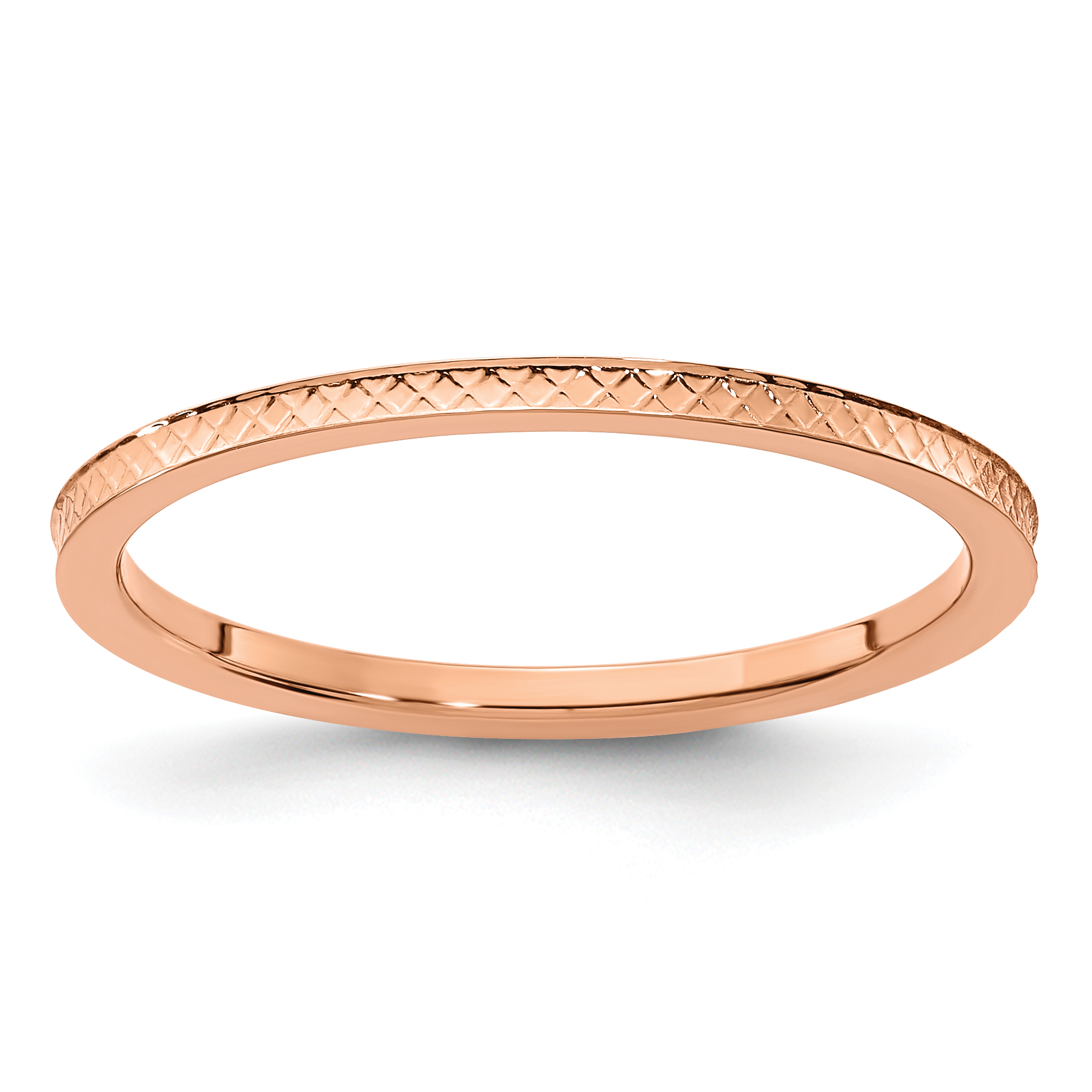 10K Rose Gold 1.2mm Criss-Cross Pattern Stackable Band Size 5 (1STK20-120R-5)