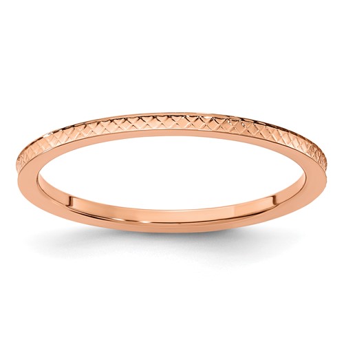 10K Rose Gold 1.2mm Criss-Cross Pattern Stackable Band Size 6.5