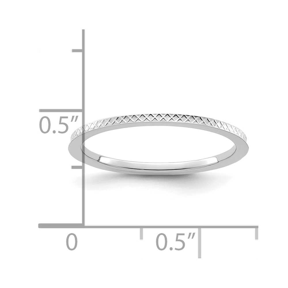 10K White Gold 1.2mm Criss-Cross Pattern Stackable Band Size 9.5 (1STK20-120W-9.5)