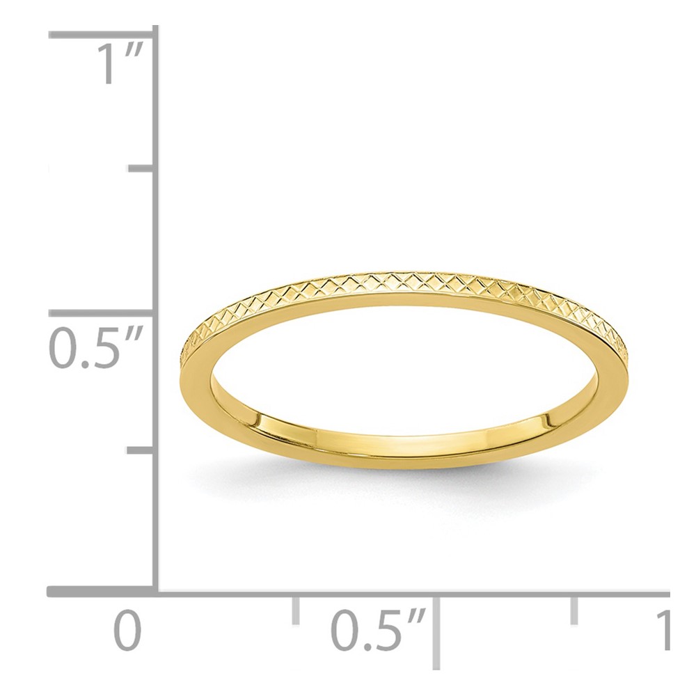 10K Yellow Gold 1.2mm Criss-Cross Pattern Stackable Band Size 8 (1STK20-120Y-8)