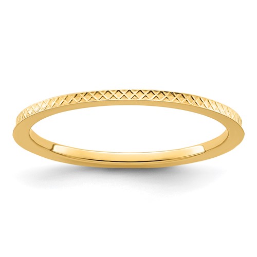 10K Yellow Gold 1.2mm Criss-Cross Pattern Stackable Band Size 7.5