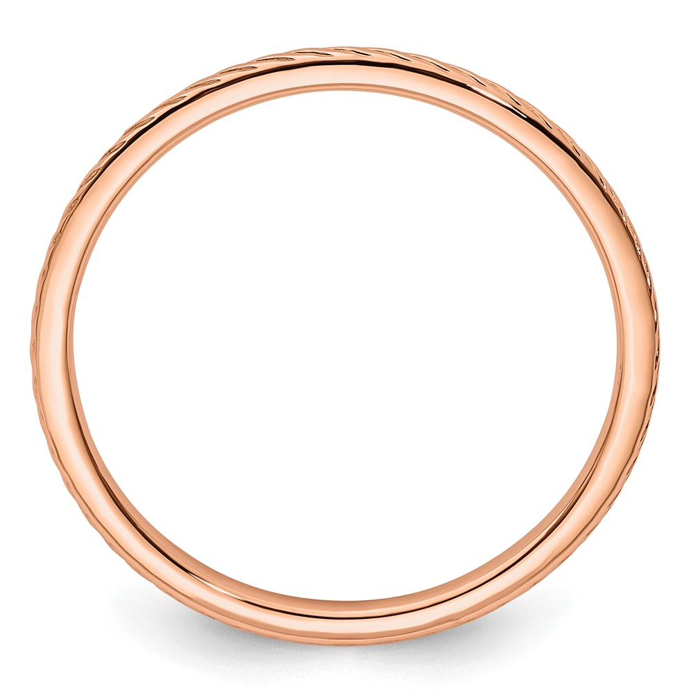 10K Rose Gold 1.2mm Twisted Wire Pattern Stackable Band Size 6 (1STK22-120R-6)