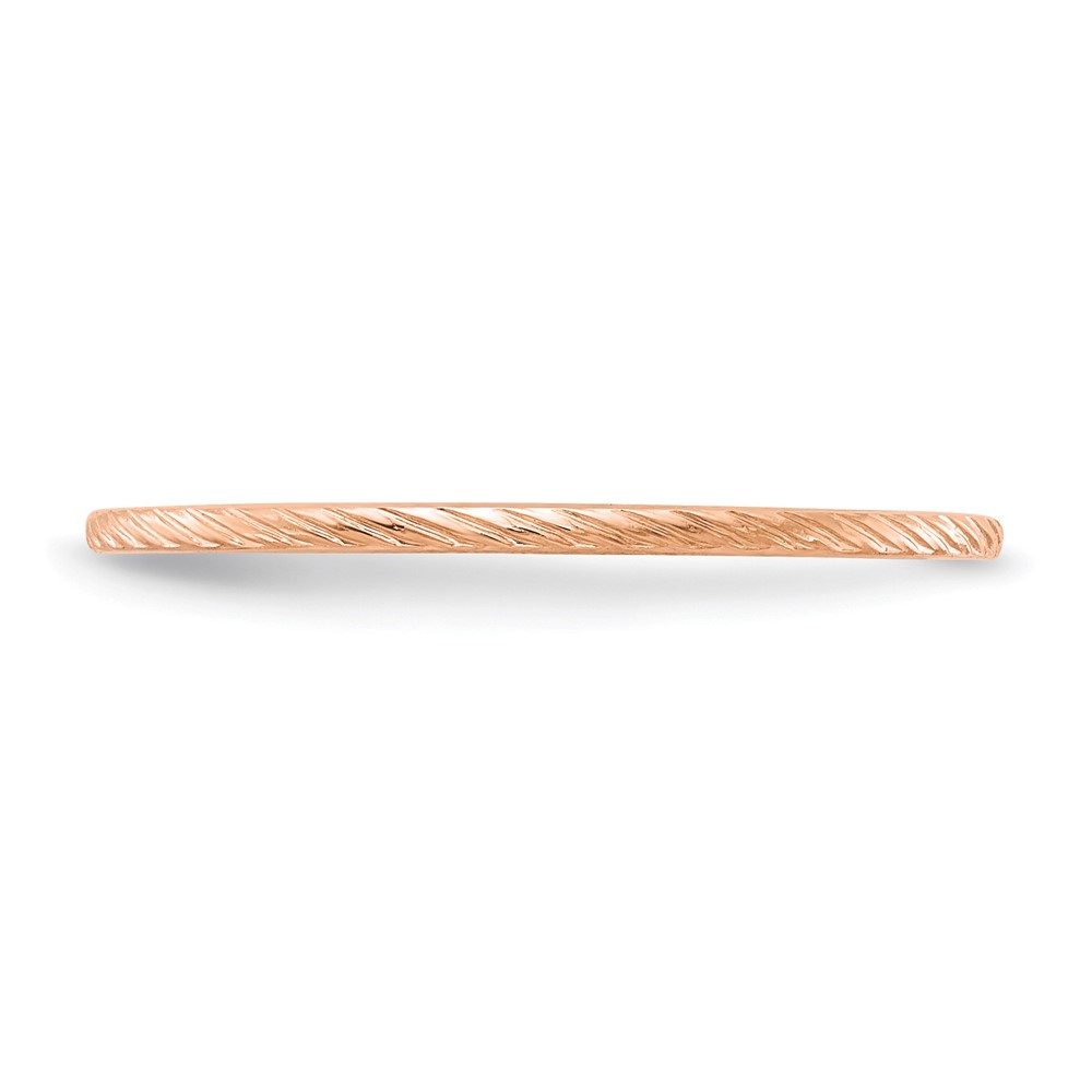 10K Rose Gold 1.2mm Twisted Wire Pattern Stackable Band Size 6 (1STK22-120R-6)