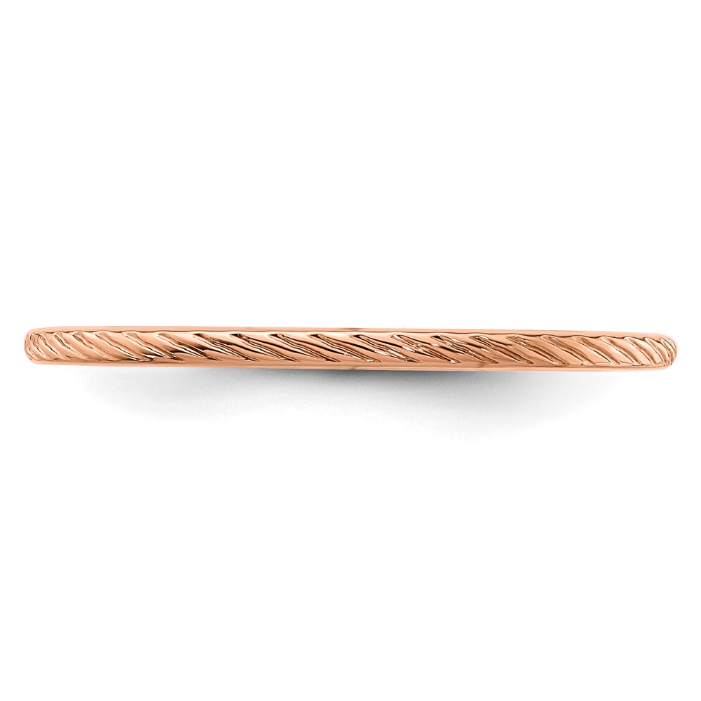 10K Rose Gold 1.2mm Twisted Wire Pattern Stackable Band Size 6 (1STK22-120R-6)