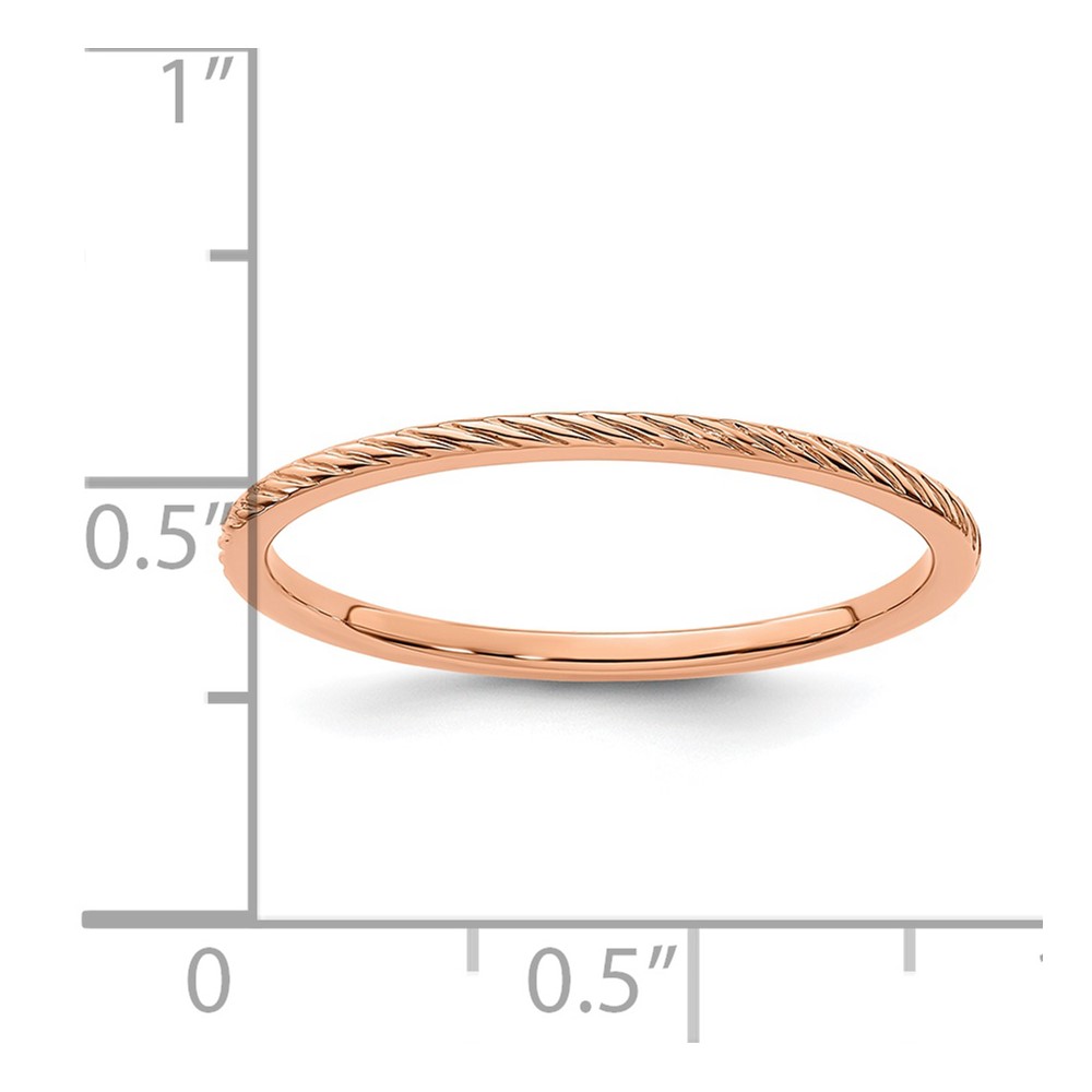 10K Rose Gold 1.2mm Twisted Wire Pattern Stackable Band Size 6 (1STK22-120R-6)