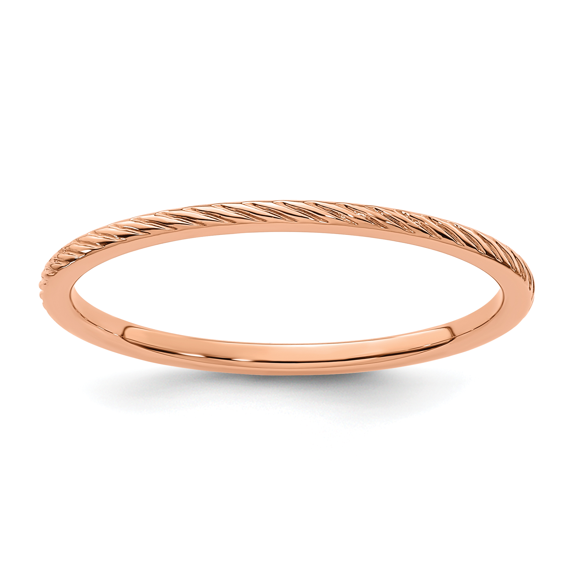 10K Rose Gold 1.2mm Twisted Wire Pattern Stackable Band Size 10 (1STK22-120R-10)