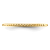 10K Yellow Gold 1.2mm Twisted Wire Pattern Stackable Band view 4
