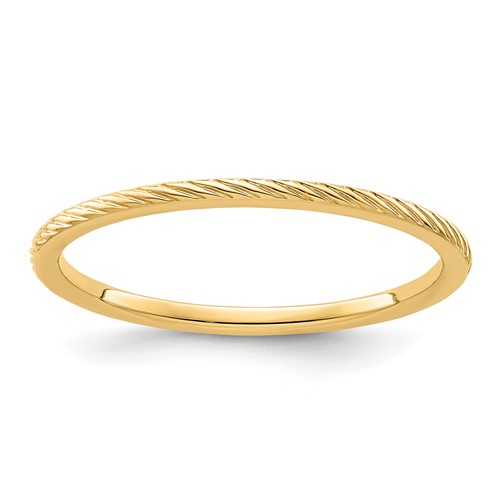 10K Yellow Gold 1.2mm Twisted Wire Pattern Stackable Band Size 9.5