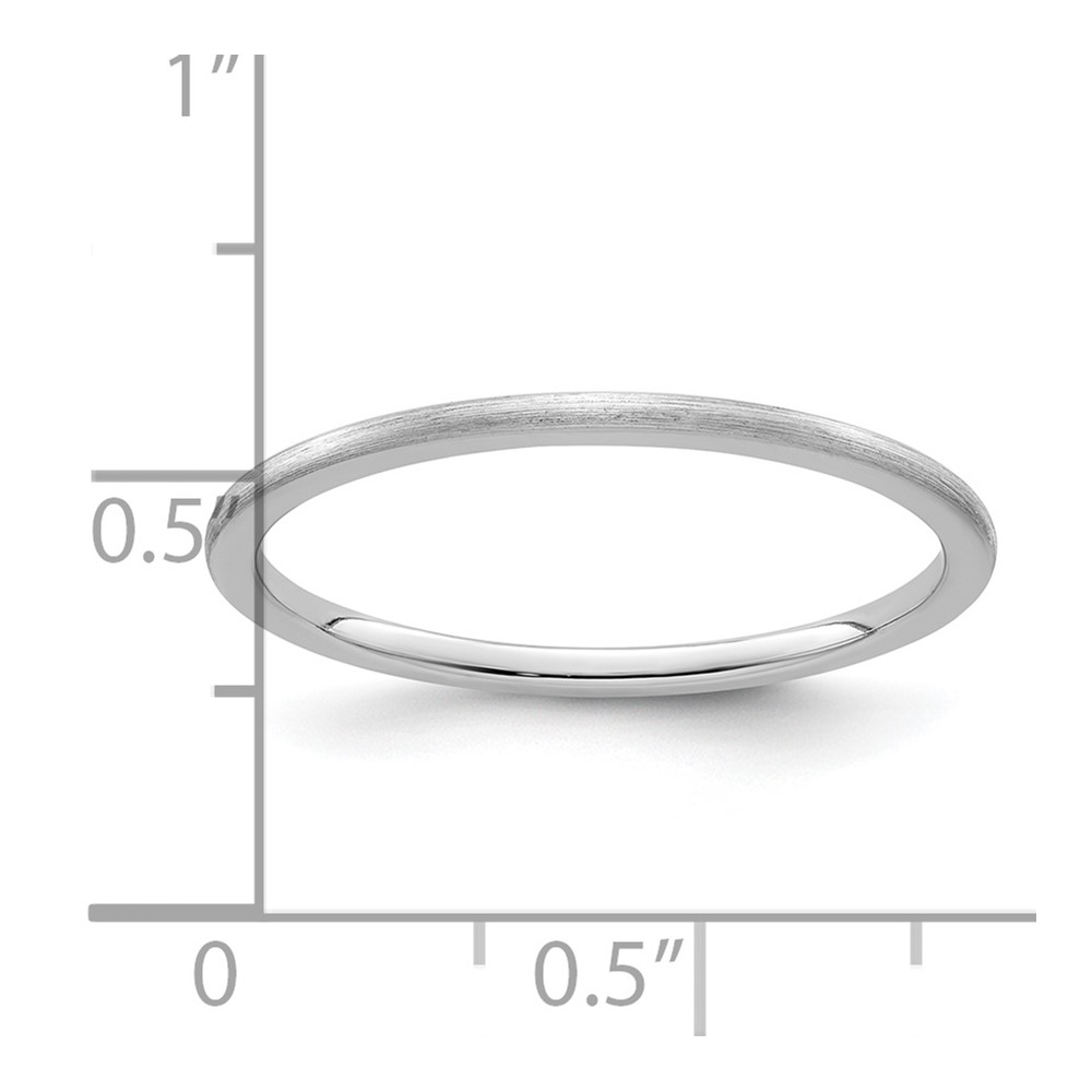 10K White Gold 1.2mm Half Round Satin Stackable Band Size 9 (1STK24-120W-9)