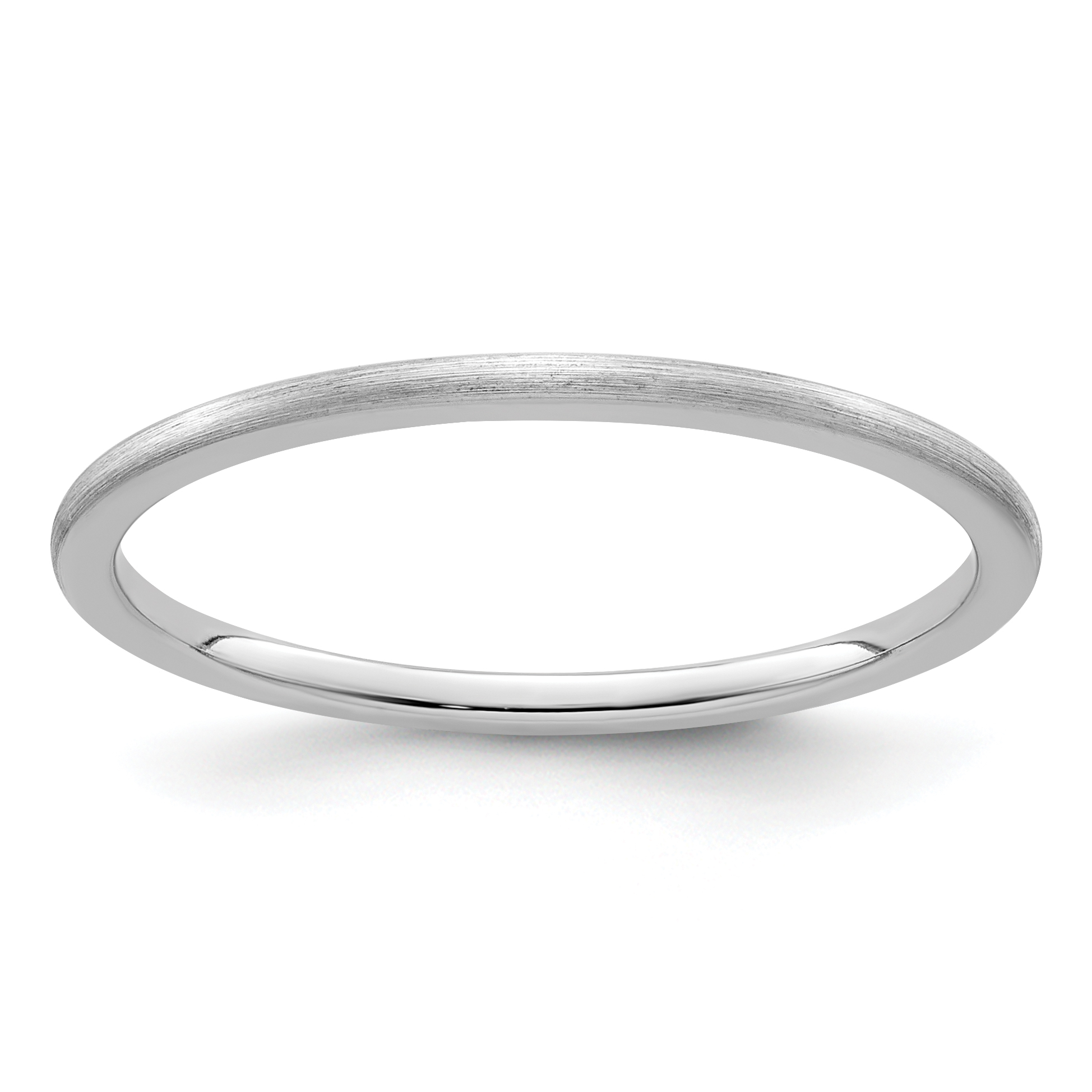 10K White Gold 1.2mm Half Round Satin Stackable Band Size 4 (1STK24-120W-4)