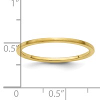 10K Yellow Gold 1.2mm Half Round Satin Stackable Band view 5