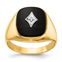 IB Goodman 10K Mens AA Diamond and Onyx Ring view 1