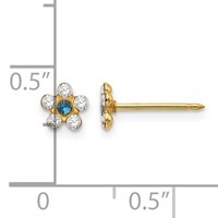 Inverness 14K Yellow Gold Clear and Blue Crystal Flower Post Piercing Earrings view 4