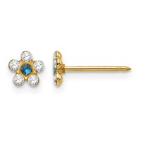 Inverness 14K Yellow Gold Clear and Blue Crystal Flower Post Piercing Earrings view 1