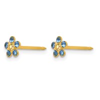 Inverness 14K Yellow Gold Blue and Aurora Borealis Crystal Flower Post Piercing Earrings view 2