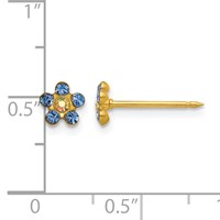 Inverness 14K Yellow Gold Blue and Aurora Borealis Crystal Flower Post Piercing Earrings view 4