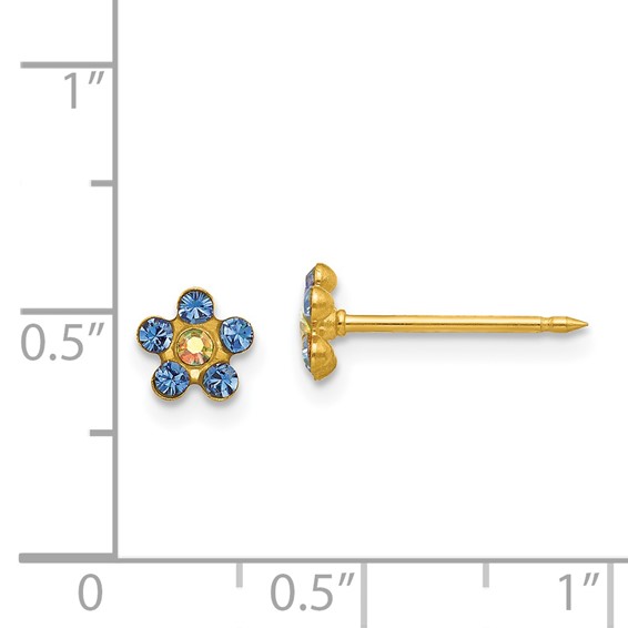 Inverness 14k Blue and Aurora Borealis Crystal Flower Post Piercing Earrings