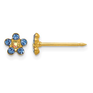 Inverness 14k Blue and Aurora Borealis Crystal Flower Post Piercing Earrings