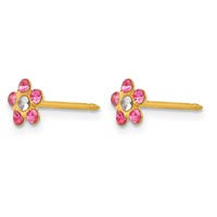 Inverness 14K Yellow Gold Rose and Aurora Borealis Crystal Flower Post Piercing Earrings view 2