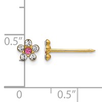 Inverness 14K Yellow Gold Clear and Rose Crystal Flower Post Piercing Earrings view 4