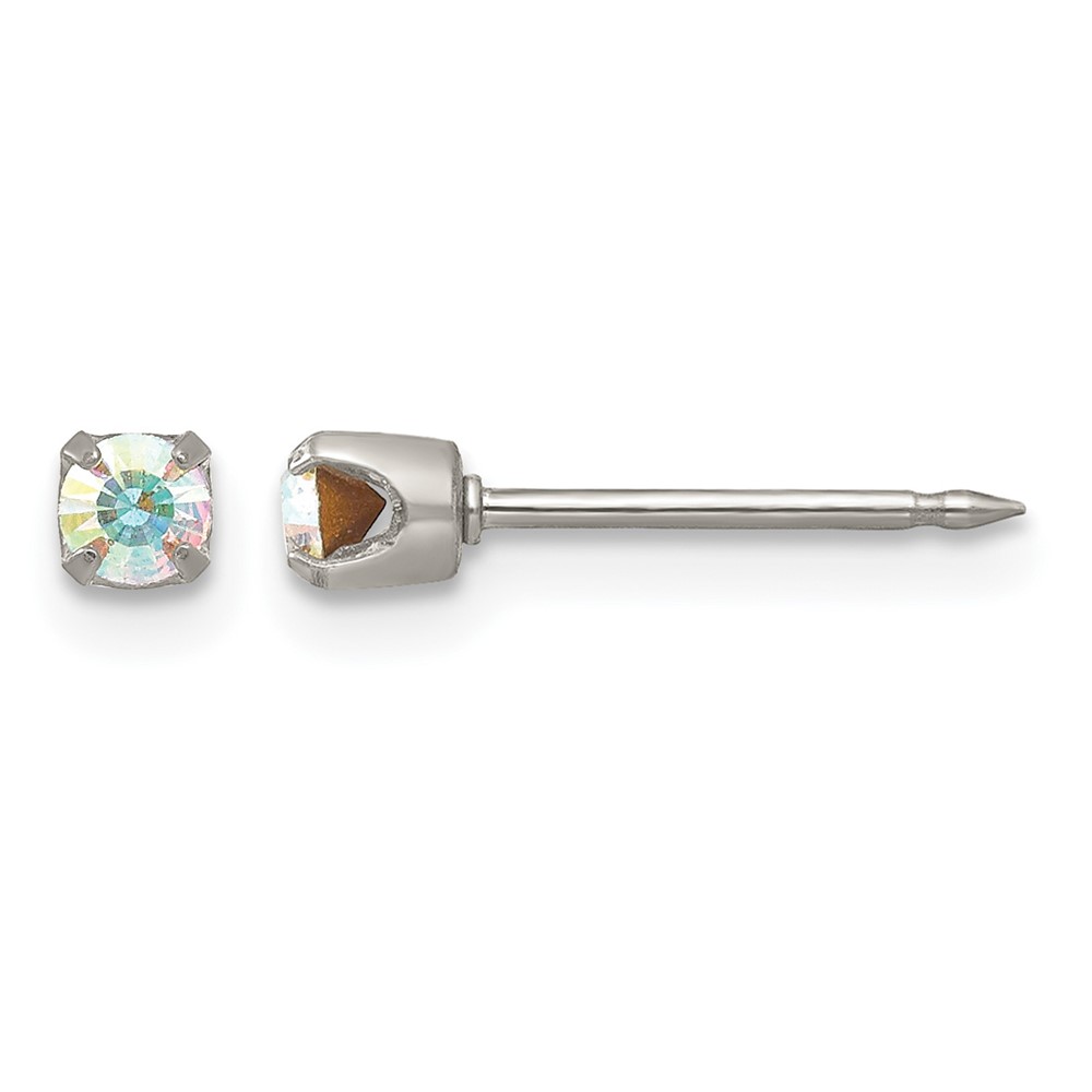 Inverness Stainless Steel 3mm Aurora Borealis Crystal Post Piercing Earrings