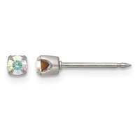 Inverness Stainless Steel 3mm Aurora Borealis Crystal Post Piercing Earrings view 1