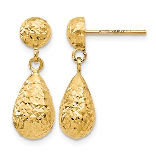 Leslie's Gold Polished and Diamond-cut Dangle Earrings