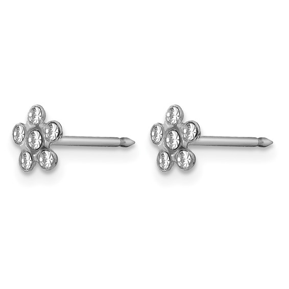 Inverness 14k White Gold Clear Crystal Flower Post Piercing Earrings