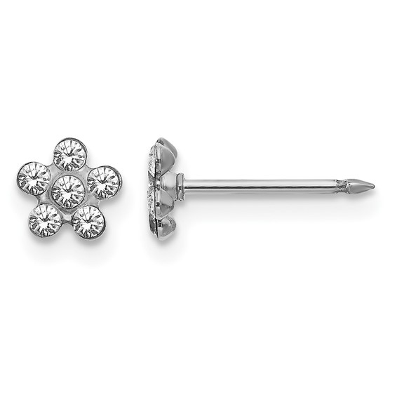 Inverness 14k White Gold Clear Crystal Flower Post Piercing Earrings