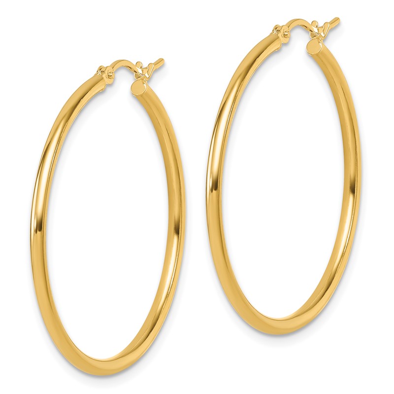 14K Polished 2x35mm Hoop Earrings