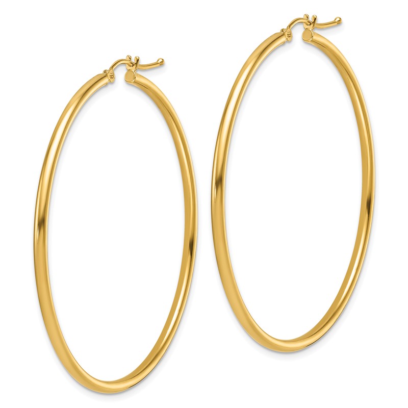 14K Polished 2mm Hoop Earrings