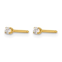 Inverness 14K Yellow Gold 2mm CZ Post Piercing Earrings view 2