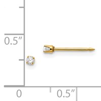 Inverness 14K Yellow Gold 2mm CZ Post Piercing Earrings view 4