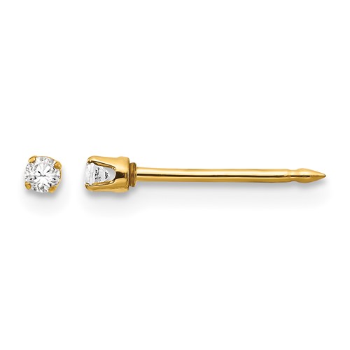 Inverness 14K Yellow Gold 2mm CZ Post Piercing Earrings