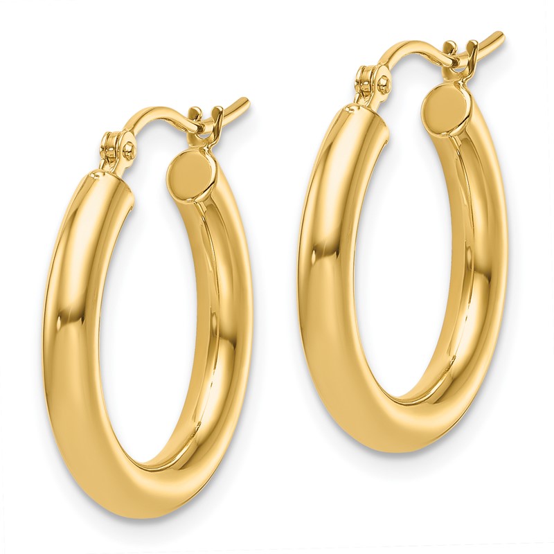 14K Polished 3mm Hoop Earrings