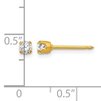 Inverness 18K Yellow Gold 3mm CZ Post Piercing Earrings view 4