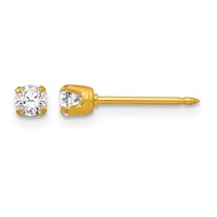 Inverness 18K Yellow Gold 3mm CZ Post Piercing Earrings view 1