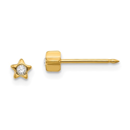 Inverness Stainless Steel 24K Gold-plated Star with Crystal Earrings