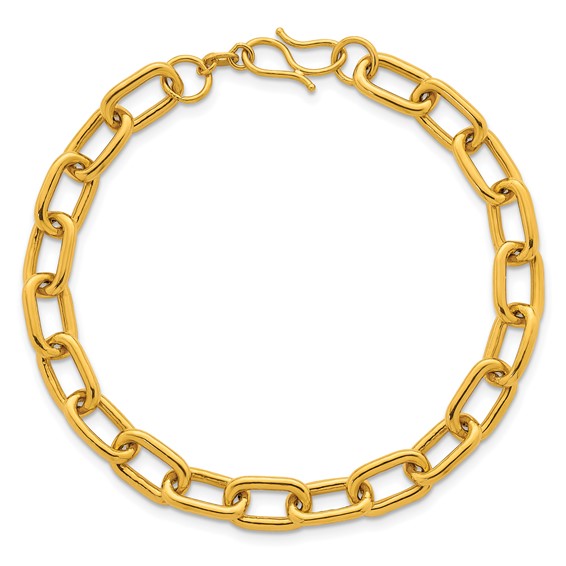 Herco 24K Polished 6.5mm Paperclip Link 7.5 Inch Bracelet