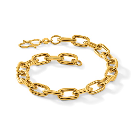 Herco 24K Polished 6.5mm Paperclip Link 7.5 Inch Bracelet