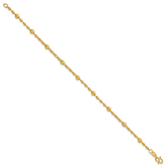 Herco 24K Polished Textured and Beaded 7.5 Inch Bracelet