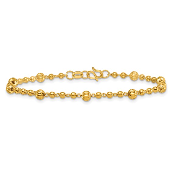 Herco 24K Polished Textured and Beaded 7.5 Inch Bracelet