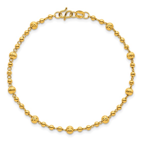 Herco 24K Polished Textured and Beaded 7.5 Inch Bracelet