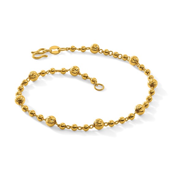 Herco 24K Polished Textured and Beaded 7.5 Inch Bracelet
