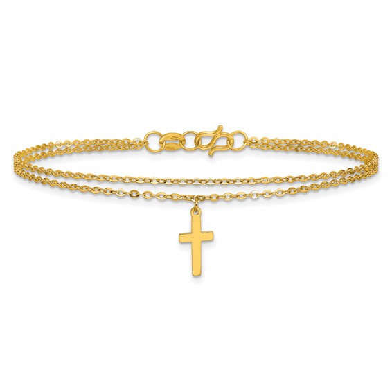 Herco 24K Polished Two-Strand Latin Cross Dangle Bracelet