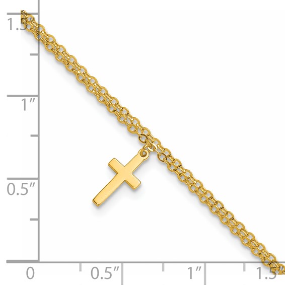 Herco 24K Polished Two-Strand Latin Cross Dangle Bracelet